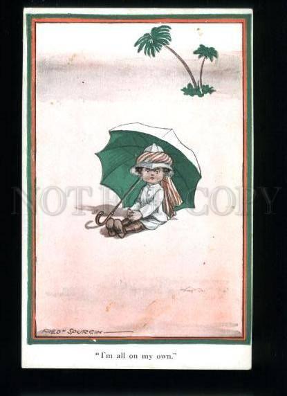 134475 Boy TRAVELLER Desert UMBRELLA by SPURGIN vintage COMIC