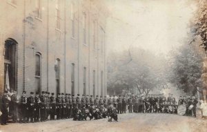 RPPC FIRE COMPANY & BAND POTTSTOWN PENNSYLVANIA REAL PHOTO POSTCARD 1908