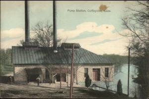 Coffeyville KS Pump Station c1910 Postcard - NICE COLOR