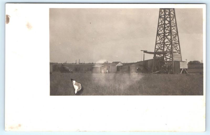 Postcard Wood Oil Derrick Drilling RPPC Real Photo c1920s L16