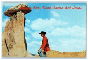 1965 Man And Balance Rock Bad Lands Medora North Dakota ND Vintage Postcard
