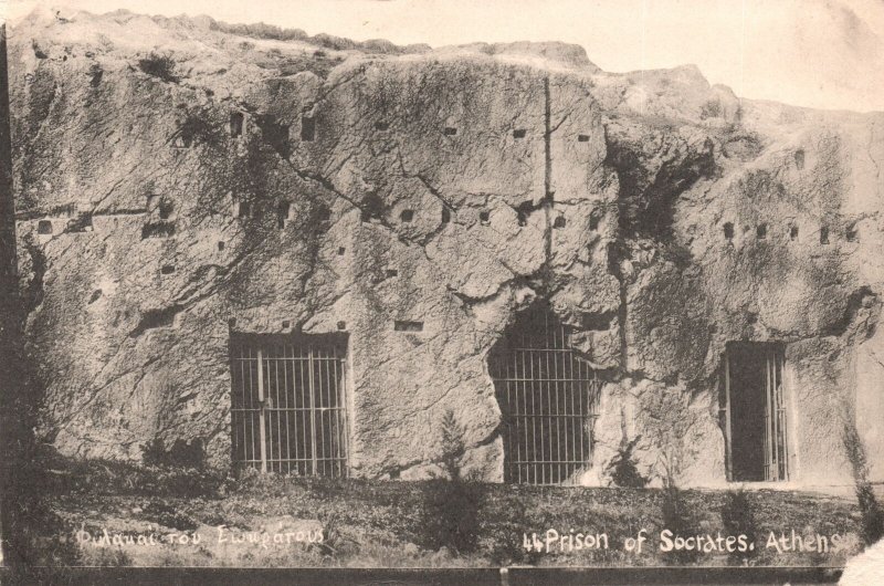 Vintage Postcard Prison Of Socrates Tourist Attraction Athens Greece