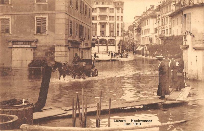 BR73664 chariot  luzern hochwasser juni 1910 flood switzerland