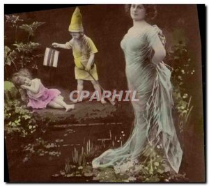 Old Postcard Fantaisie Child elf Dwarf
