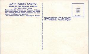 CHICAGO, IL Illinois  MATH IGLER'S CASINO  c1940s  Cars Roadside Linen  Postcard