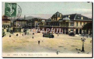 Postcard Old Nice Place Massena and Casino Tram