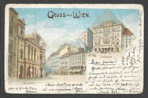 DATE 1896 PPC* GRUSS AUS WIEN AUSTRIA SHOWS RONACHER & CARLTHEATER & SCENES