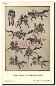 Old Postcard Japan Nippon Hokusai Mangwa studies Equestrian Horse Riding Brit...