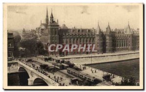 Paris - 1 - Conciergerie and bridge of Change -Bridge - Old Postcard -