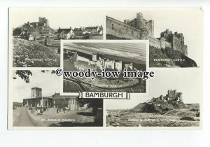 tq1645 - N'Humb - Multiview x 5 of the Church & Castle, in Bamburgh - Postcard