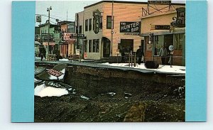 ANCHORAGE, AK Alaska ~ 1964 EARTHQUAKE Street Scene Hunter Bar  Postcard