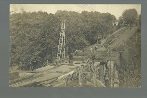 Sac City IOWA RP c1910 BRIDGE CONSTRUCTION 9th Street Workers nr Storm Lake