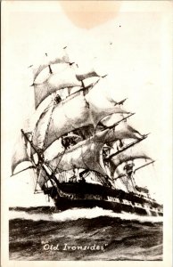 Vtg 1950s USS Constitution Old Ironsides Frigate US Navy RPPC Postcard