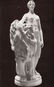 Vintage Postcard Diana And The Lion Frank Edwin Elwell Marble Sculpture Artwork