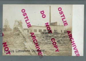 RPPC c1910 ADVERTISING Occupational EMPIRE LIMESTONE COMPANY Quarry Mine Mining