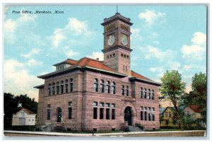 1912 Post Office Exterior Building Mankato Minnesota MN Vintage Antique Postcard 