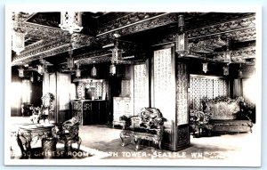 RPPC SEATTLE, Washington WA ~ Smith Tower CHINESE ROOM 1930s Real Photo Postcard