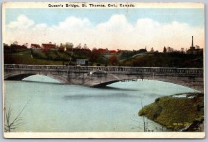 Postcard St. Thomas Ontario c1920s Queen’s Bridge Elgin County