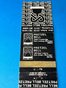 Vintage Matchbook Cover Pretzel Bell East Lansing Ann Arbor Michigan MB164