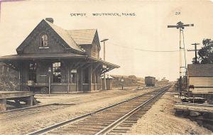 Southwick MA Railroad Station Train Depot in 1920 RPPC Postcard