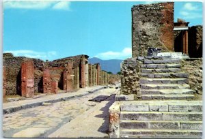 Postcard - Nola street and Temple of the Luck - Pompei, Italy