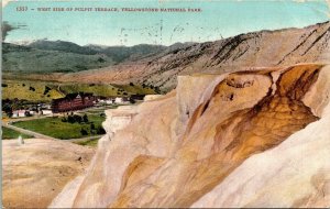 West Side Pulpit Terrace Yellowstone National Park Antique Postcard PM Cancel 