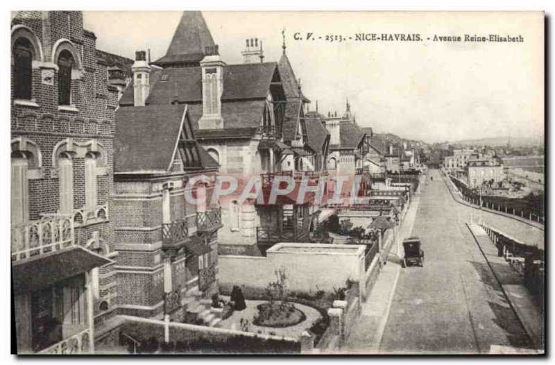 Postcard Old Nice Havre Avenue Reine Elisabath