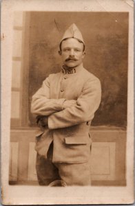 World War 1 Soldier Great Mustache Military Vintage RPPC 03.62