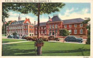 Vintage Postcard 1946 City Hall and Post Office Building Brunswick New Jersey NJ