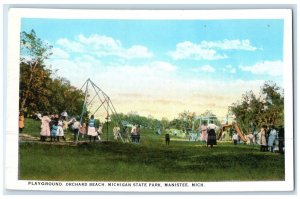 c1920 Playground Orchard Beach Michigan State Park Manistee Michigan MI Postcard 