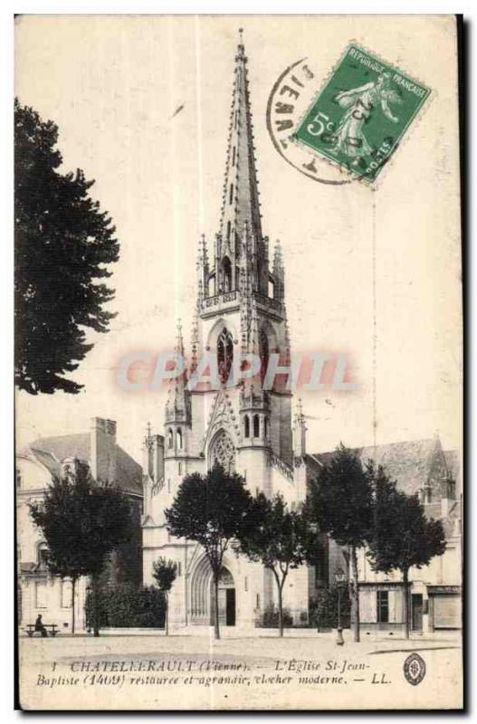 Old Postcard Chatellerault (Vienna) The Church of St John Baplise (1409) rest...