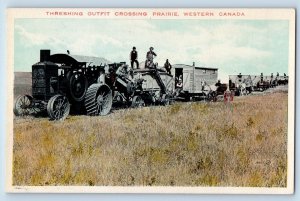 Western Canada Postcard Threshing Outfit Crossing Prairie Farming c1910's