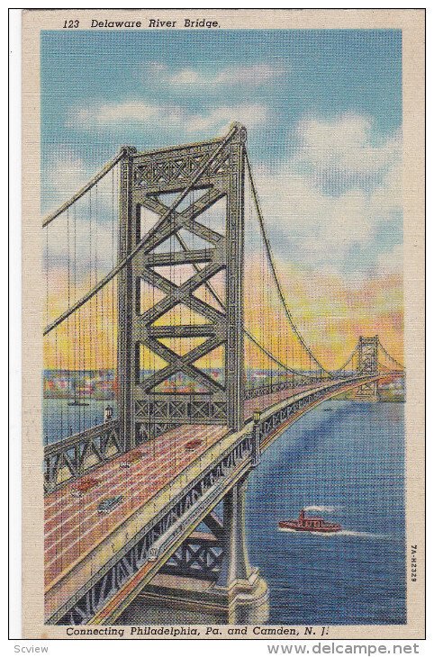 Delaware River Bridge, Connecting Philadelphia, Pennsylvania and Camden, New ...