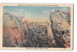 Quincy Massachusetts MA Postcard 1938 Bunker Hill Quarry