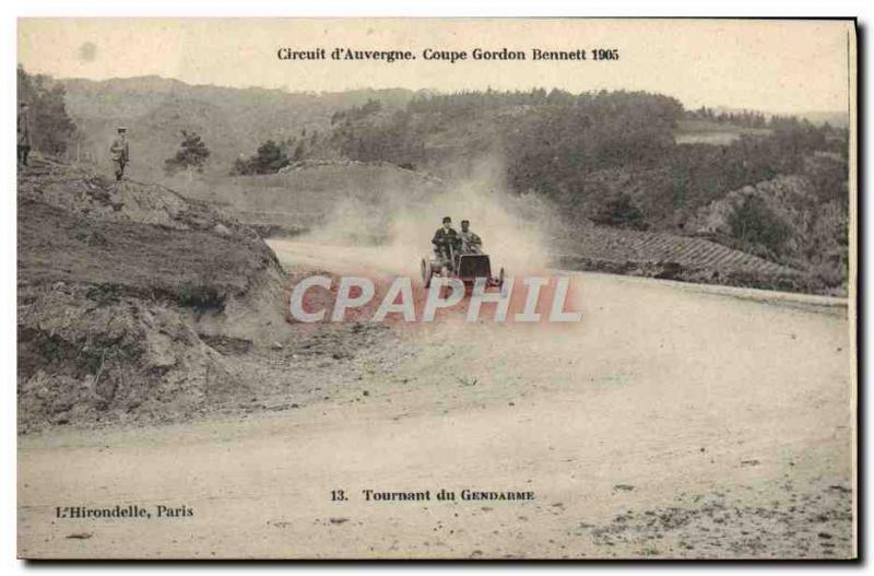 Postcard Old Cars Tour d & # 39Auvergne Gordon Bennett cup 1905 Turning polic...