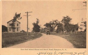 Hampton NH East End School House & Beach Road Horse & Wagon, Postcard