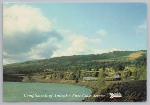 Transportation~Amtrak Train By Lake~Continental Postcard 