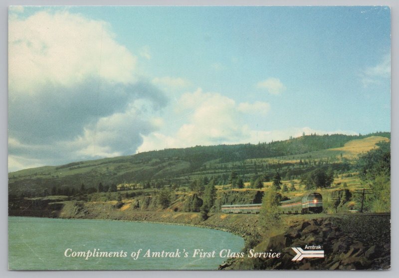 Transportation~Amtrak Train By Lake~Continental Postcard 