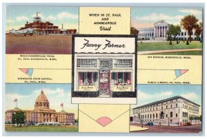 St. Paul Minnesota MN Postcard Minneapolis Fanny Farmer Multiview c1940 Vintage