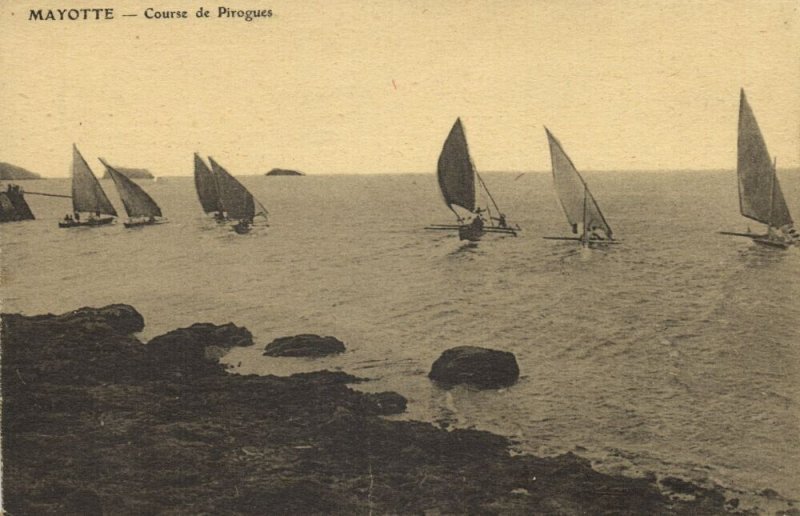 comoros, MAYOTTE, Course de Pirogues, Boat Race (1910s) Postcard