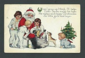 1926 PPC Xmas Wishes W/Santa & Children