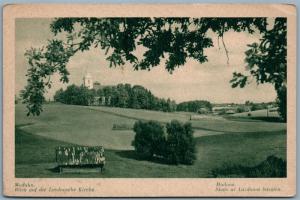 MADONA LATVIA SKATS UZ LAZDONAS BAZNICU ANTIQUE POSTCARD