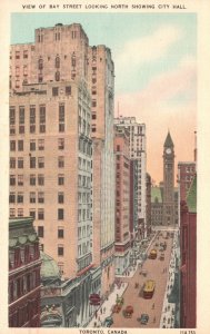 Vintage Postcard 1946 Bay Street Looking North Showing City Hall Toronto Canada