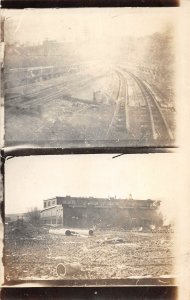 F76/ Grantsville West Virginia RPPC Postcard 2View Railroad Bridge Shop 1