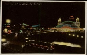 Colwyn Bay Conwy Pavilion Pier at Night 1930-50s Real Photo Vintage Postcard