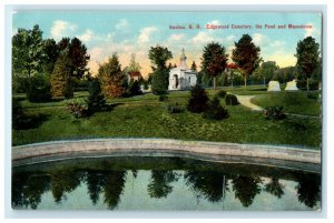 c1910s The Pond and Mausoleum, Edgewood Cemetery, Nashua New Hampshire Postcard 