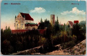 1910's Mindelheim Mindelburg Germany Castle on Mountain Posted Postcard