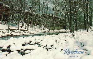 Vintage Postcard Riverhouse Motor Lodge Crocket Mountain Gatlinburg Tennessee TN