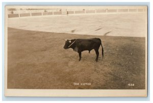 c1920's The Victim Bull Ring Cadiz Spain RPPC Photo Unposted Vintage Postcard 