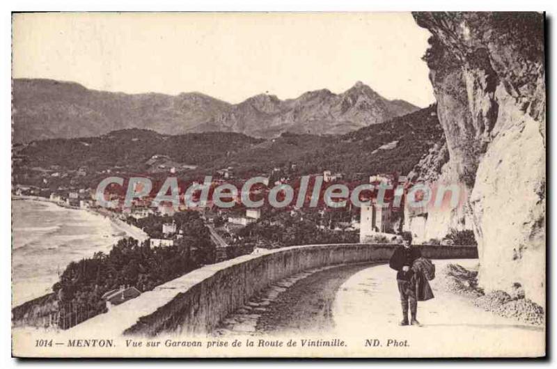 Postcard View Of Old Menton Garavan Taking Of The Road From Ventimiglia